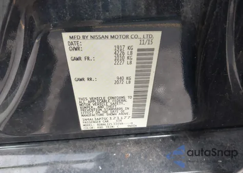 2016 Nissan Altima 2.5 Sv z USA, uszkodzony, nr VIN 1N4AL3AP7GC121177